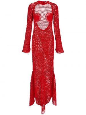 Dlouhé šaty se síťovinou Ferragamo červené