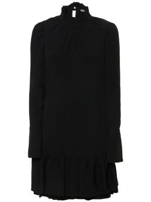 Сатенена мини рокля от креп Paco Rabanne черно