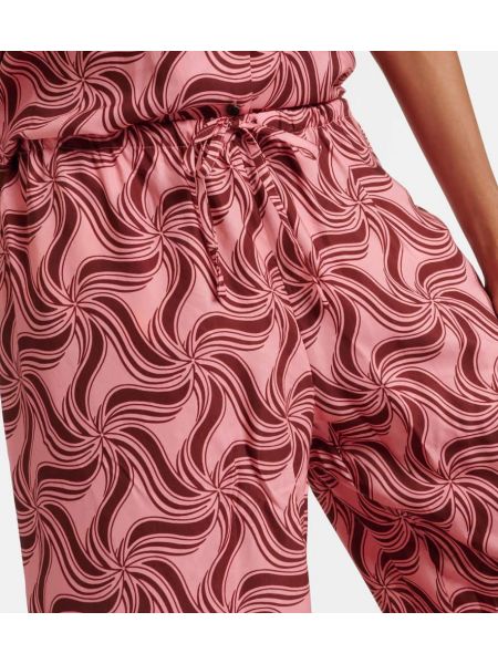 Παντελόνι με σχέδιο σε φαρδιά γραμμή Dries Van Noten ροζ