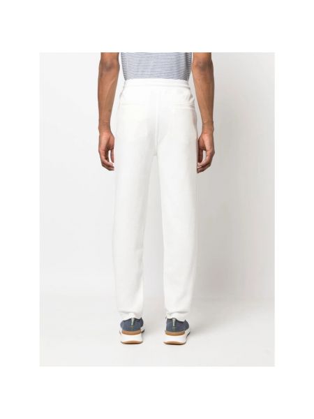 Pantalones de chándal slim fit de algodón Brunello Cucinelli blanco