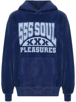 Flīsa kapučdžemperis ar apdruku Pleasures zils