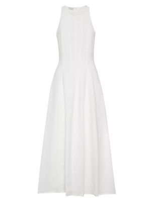 Льняное платье из вискозы Brunello Cucinelli белое