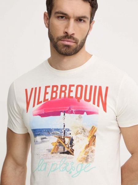 Koszulka bawełniana z nadrukiem Vilebrequin beżowa