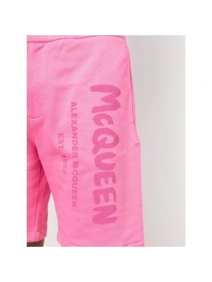 Pantalones cortos de algodón con estampado Alexander Mcqueen rosa