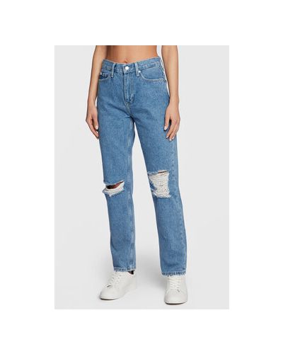 Džínsy s rovným strihom Calvin Klein Jeans modrá