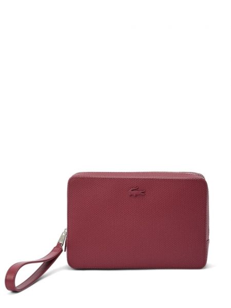 Deri clutch çanta Lacoste kırmızı