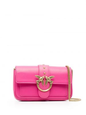 Crossbody väska i läder med fickor Pinko rosa