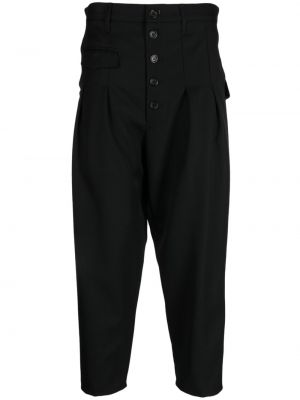 Plisované vlněné kalhoty Christopher Nemeth černé
