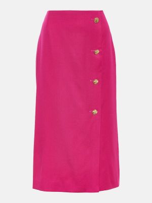 Μάλλινη midi φούστα Nina Ricci ροζ