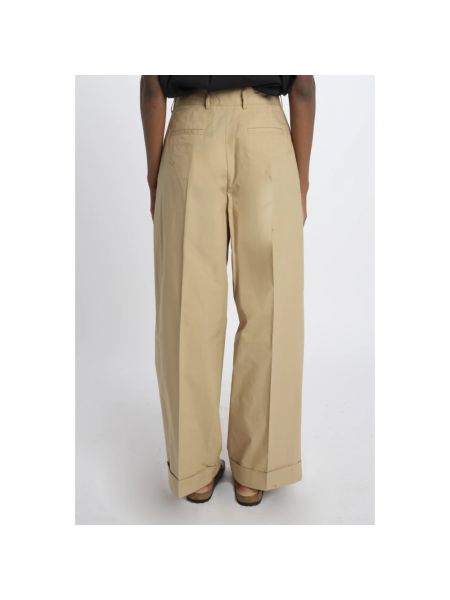 Pantalones de algodón plisados Soeur beige