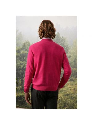 Jersey de tela jersey con estampado de cachemira de cuello redondo Massimo Alba rosa