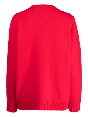 Sweter wełniany z wełny merino z okrągłym dekoltem Bella Freud czerwony