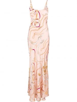 Макси рокля с принт Just Cavalli розово