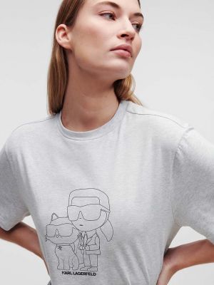 Bavlněná noční košilka Karl Lagerfeld šedá