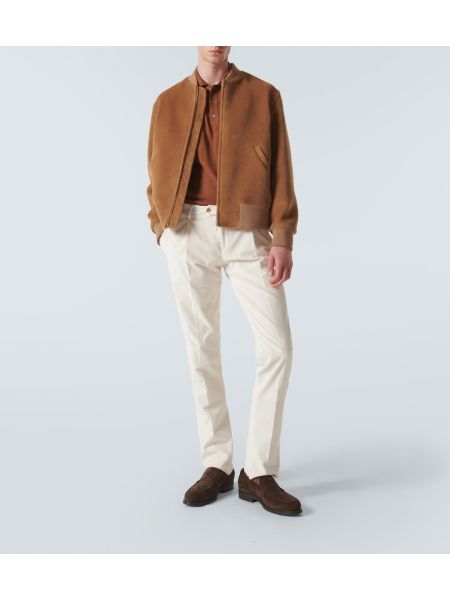 Kašmyro šilkinis vilnonis polo marškinėliai Lardini ruda