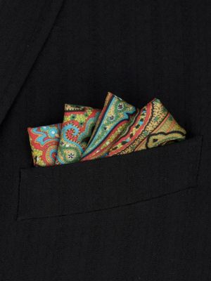 Hedvábná kravata s potiskem s kapsami Etro žlutá