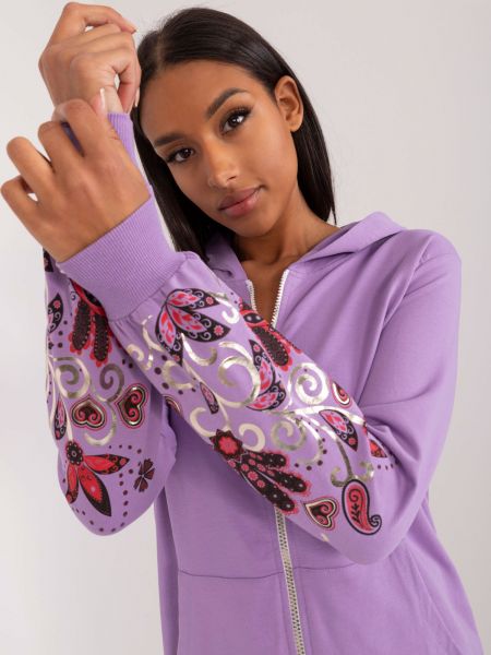 Džemperis su gobtuvu su užtrauktuku Fashionhunters violetinė