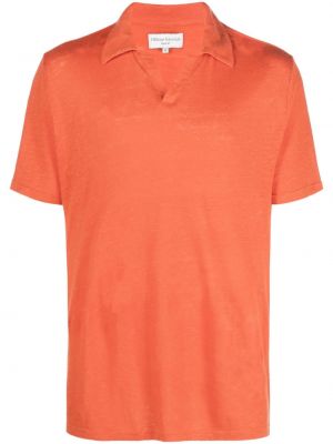 Lininis polo marškinėliai Officine Generale oranžinė
