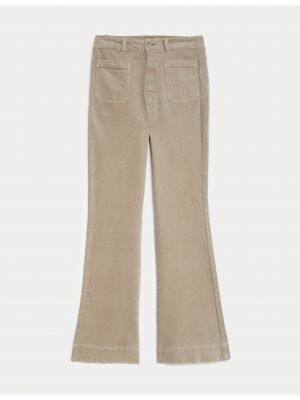 Manšestrové kalhoty s vysokým pasem Marks & Spencer béžové