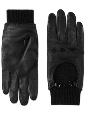 Mănuși din piele Gucci negru