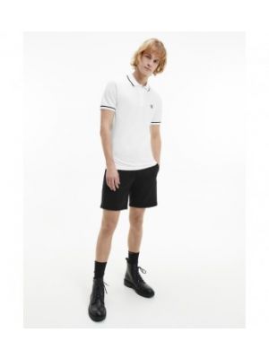 Polo slim en coton avec manches courtes Calvin Klein Jeans blanc