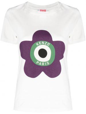 T-shirt a fiori con stampa Kenzo bianco