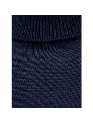 Jersey cuello alto de lana con cuello alto de tela jersey Roberto Collina azul