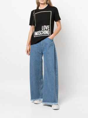 T-shirt aus baumwoll mit print Love Moschino schwarz
