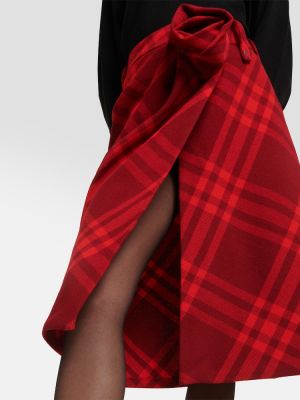 Falda midi de lana a cuadros Burberry rojo