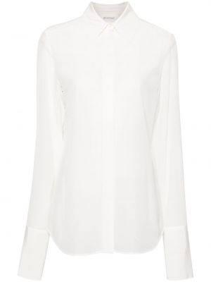 Прозрачна копринена риза Sportmax бяло