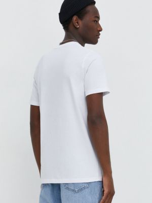 Bavlněné tričko s aplikacemi Hollister Co. bílé