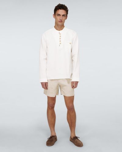Λινό πουκάμισο Commas λευκό