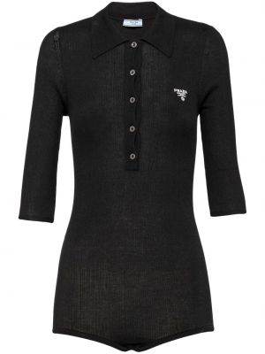 Siuvinėtas polo marškinėliai Prada juoda