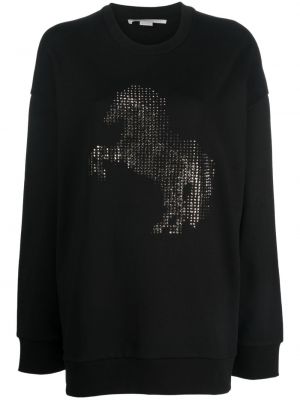 Sweatshirt aus baumwoll mit kristallen Stella Mccartney schwarz