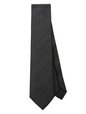 Копринена вратовръзка на точки Saint Laurent черно