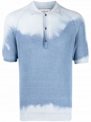 Tie dye poloskjorte med print Laneus blå