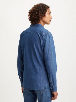 Slim fit priliehavá rifľová košeľa Levi's modrá