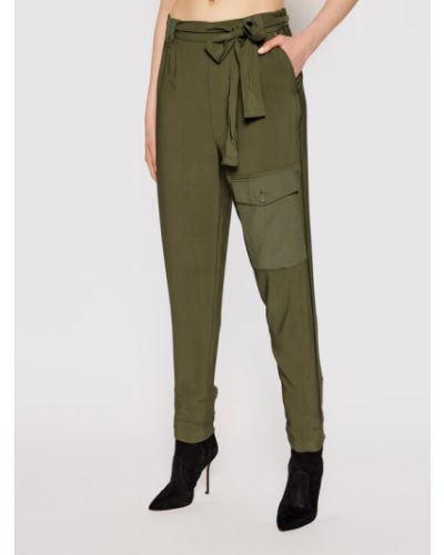 TWINSET Pantaloni din material 211TT2161 Verde Regular Fit
