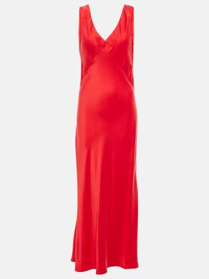 Czerwona jedwabna sukienka długa Asceno