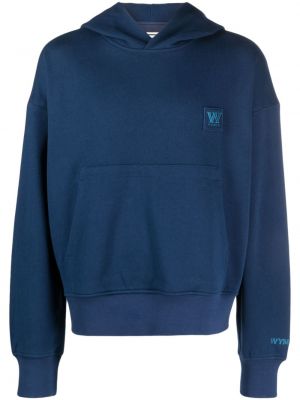 Kokvilnas kapučdžemperis ar izšuvumiem Wooyoungmi zils