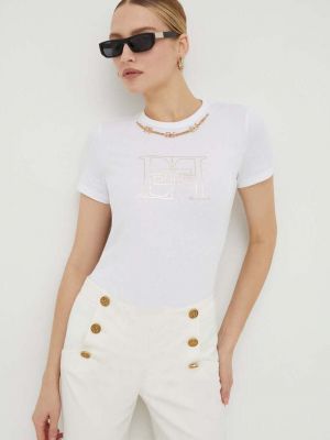 Памучна тениска Elisabetta Franchi бяло