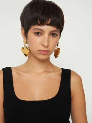 Boucles d'oreilles à boucle en cristal de motif coeur Moschino doré