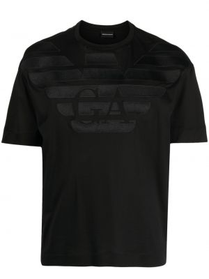 T-shirt med broderi Emporio Armani svart