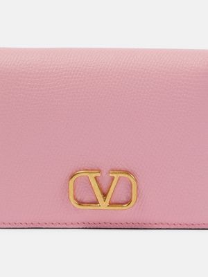Usnjena denarnica Valentino Garavani roza
