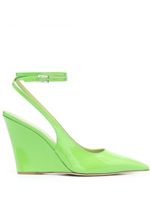 Полуотворени обувки с клин ток Paris Texas зелено