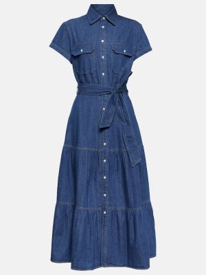 Midi šaty Polo Ralph Lauren modrá