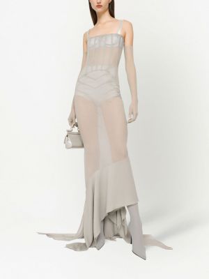 Asymetrické průsvitné koktejlové šaty Dolce & Gabbana šedé