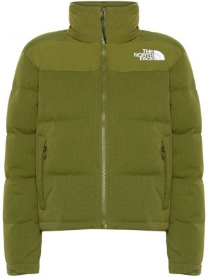 Πουπουλένιο μπουφάν με κέντημα The North Face πράσινο