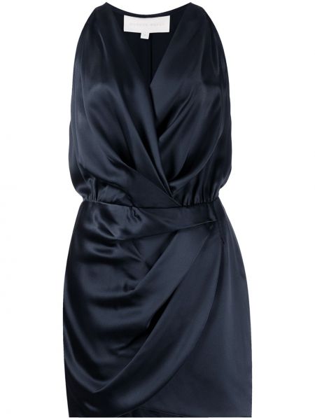 Svilena mini obleka Michelle Mason črna