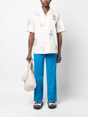 Plisované kalhoty relaxed fit Bonsai modré